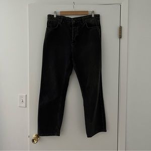 Topshop Faded Black Boyfriend Button Fly Jeans 12